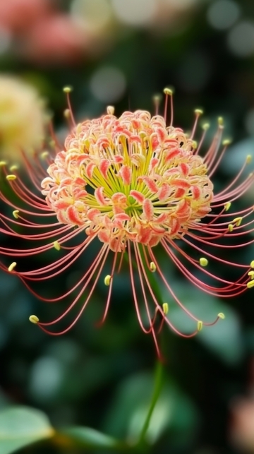 红色花蕾与细长花瓣的特写