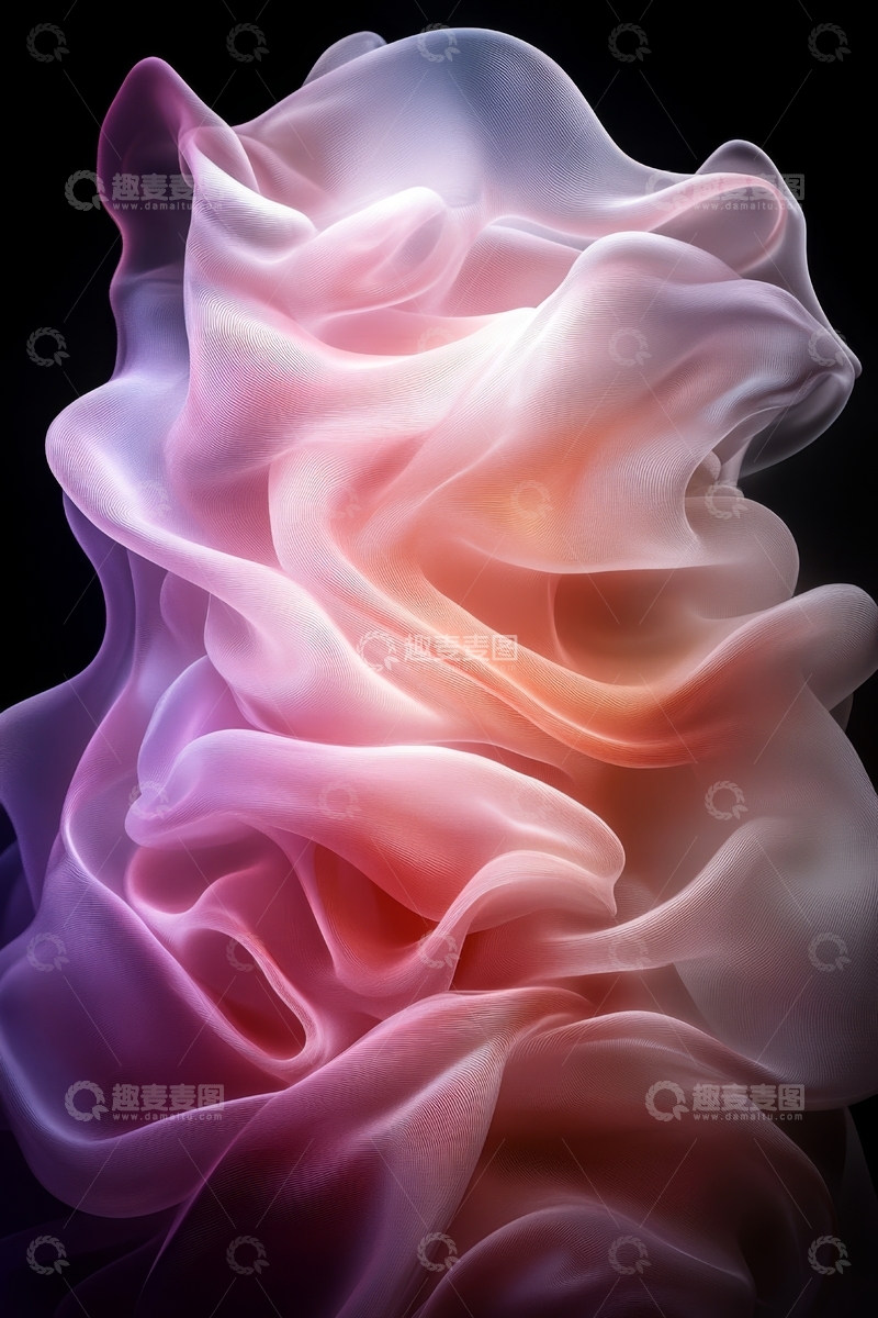 高清大图下载【趣麦麦图】柔和色彩的抽象烟雾形态