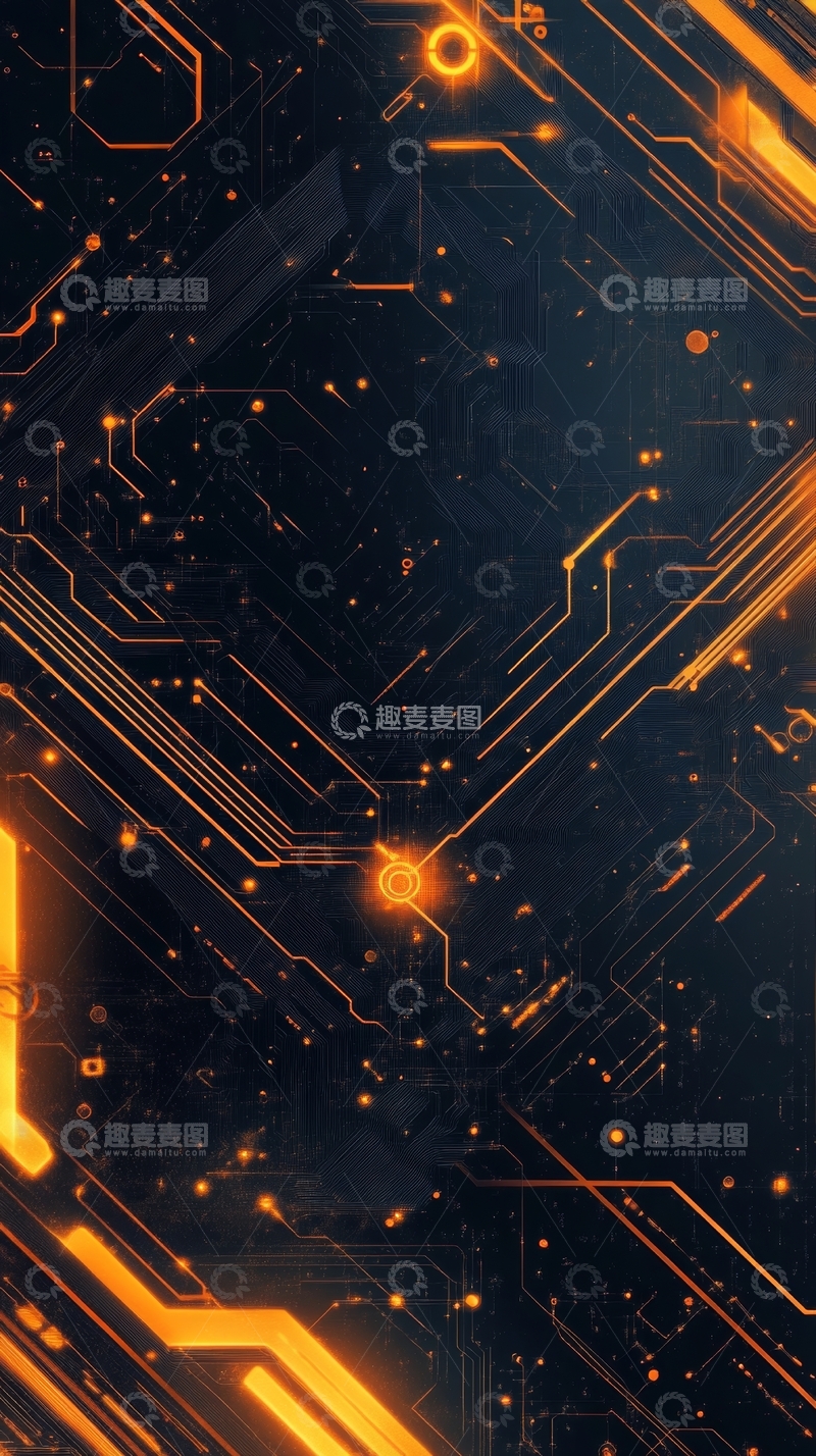 高清大图下载【趣麦麦图】金色电路板的科技光影