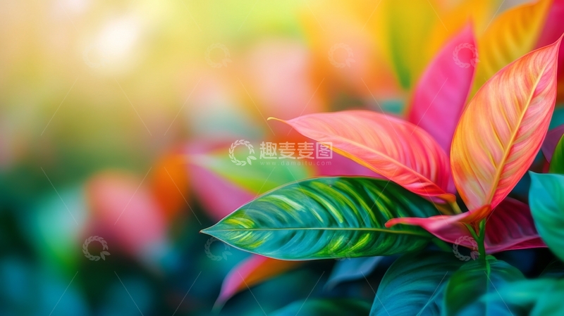高清大图下载【趣麦麦图】色彩斑斓的热带植物叶片