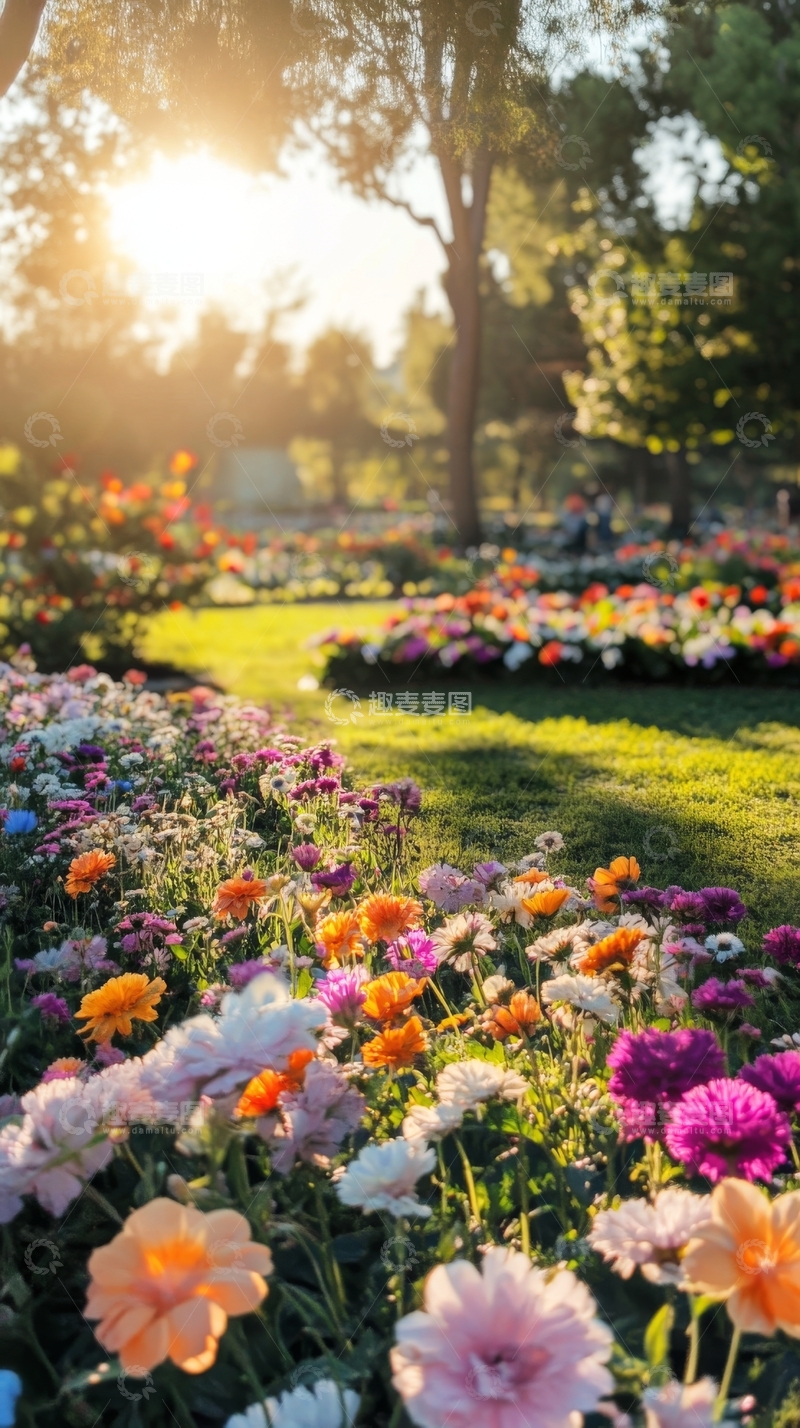 高清大图下载【趣麦麦图】阳光下的缤纷花海
