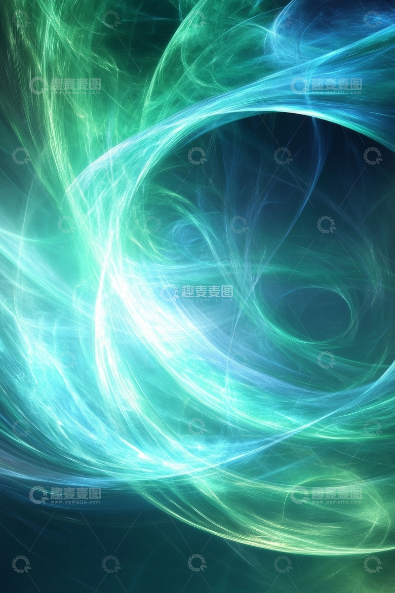 高清大图下载【趣麦麦图】蓝绿交织的抽象光影