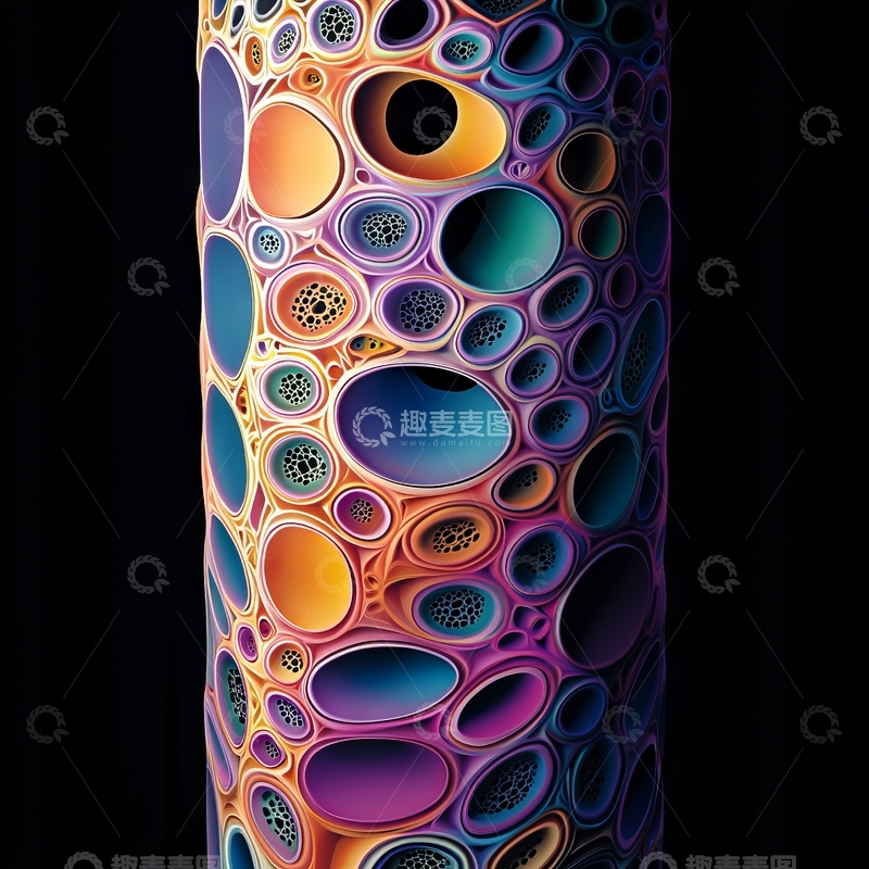 高清大图下载【趣麦麦图】多彩气泡纹理的圆柱体