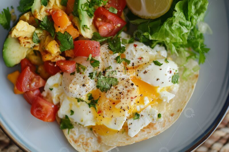 高清大图下载【趣麦麦图】早餐卷饼配水煮蛋和蔬菜