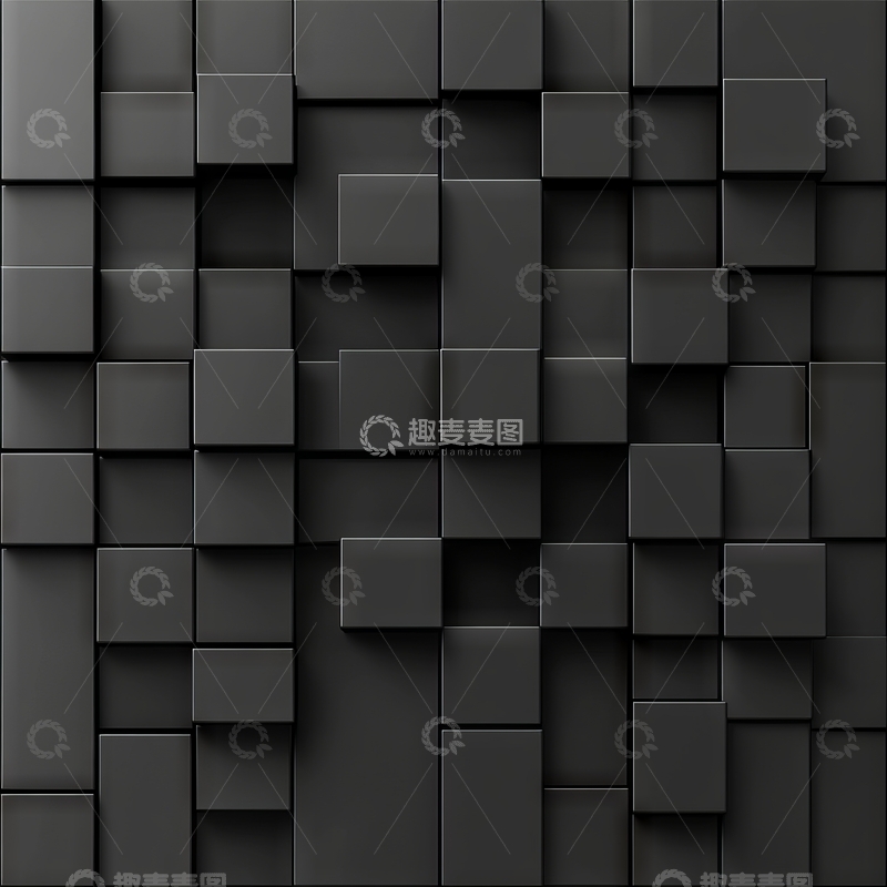 高清大图下载【趣麦麦图】立体黑色方块构成的抽象背景
