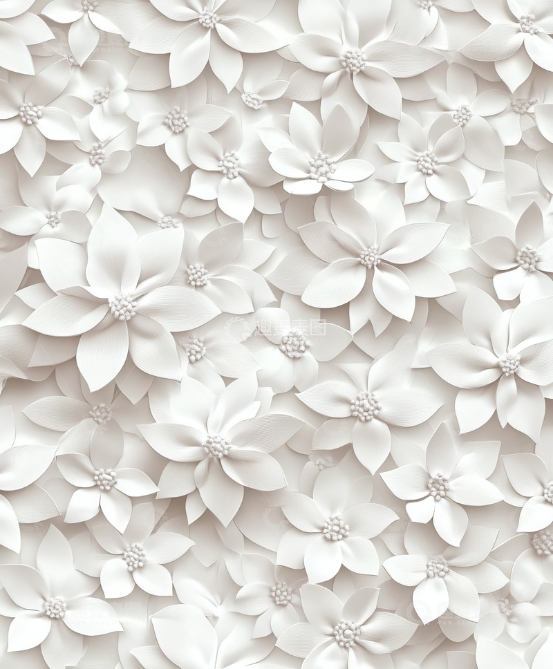 高清大图下载【趣麦麦图】白色纸花密集排列的艺术图案
