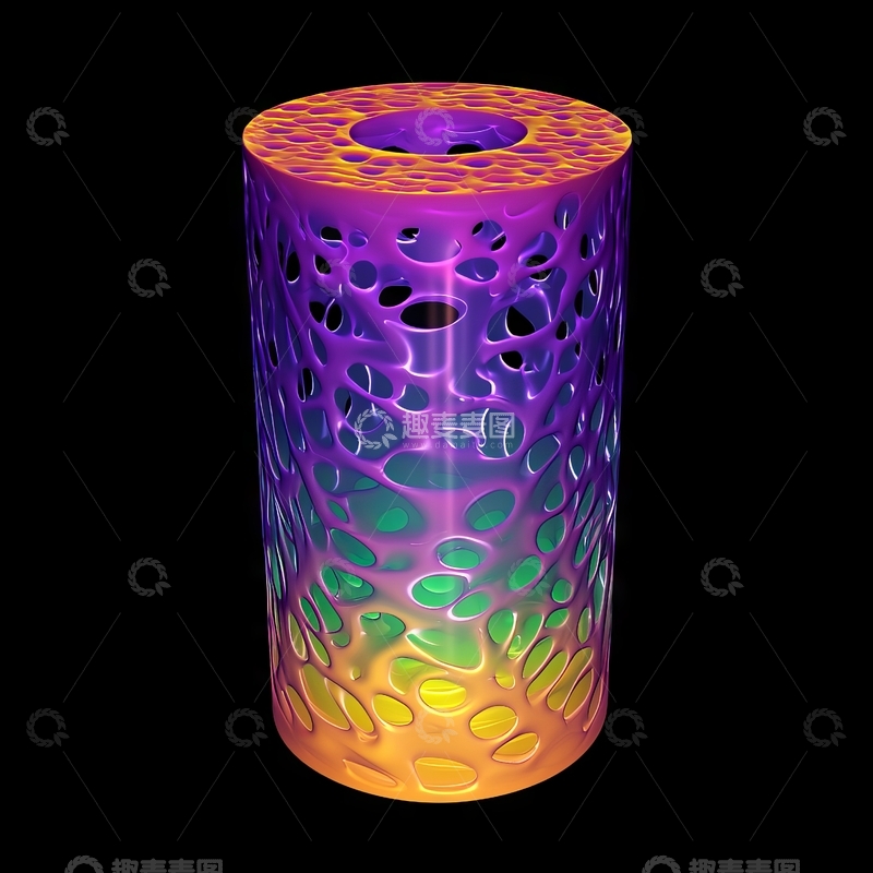 高清大图下载【趣麦麦图】彩虹渐变镂空圆柱体