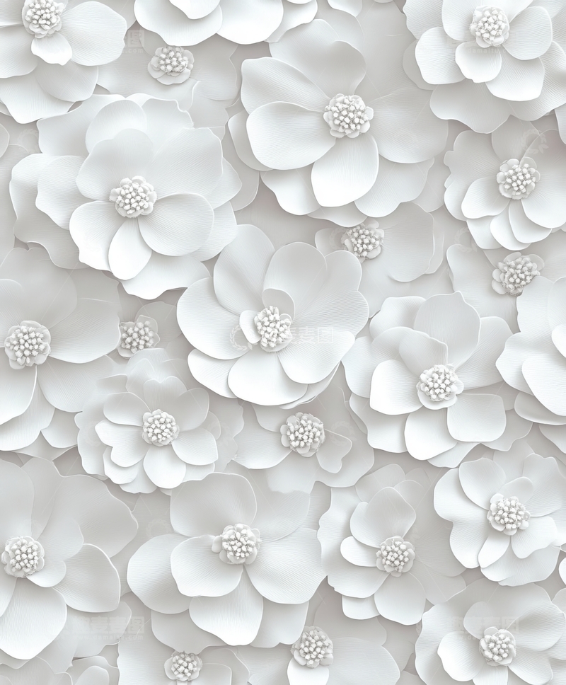 高清大图下载【趣麦麦图】白色纸花密集排列的艺术背景