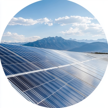 太阳能板与山脉背景