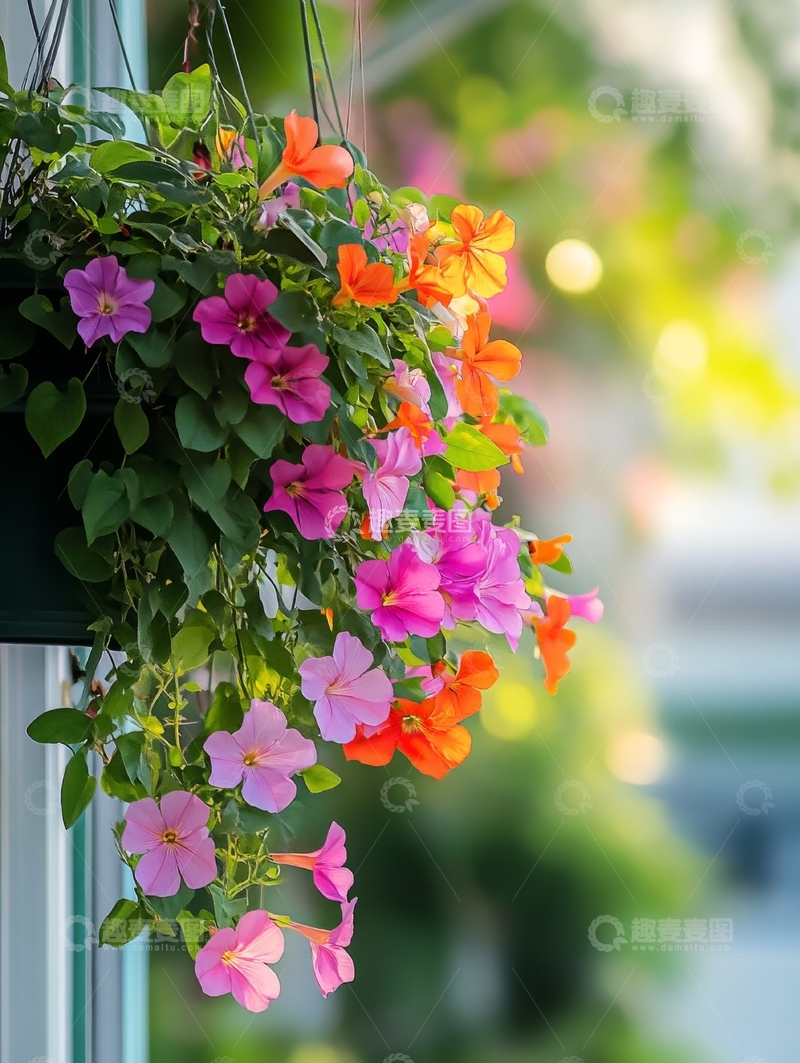 高清大图下载【趣麦麦图】悬挂的多彩花卉装饰