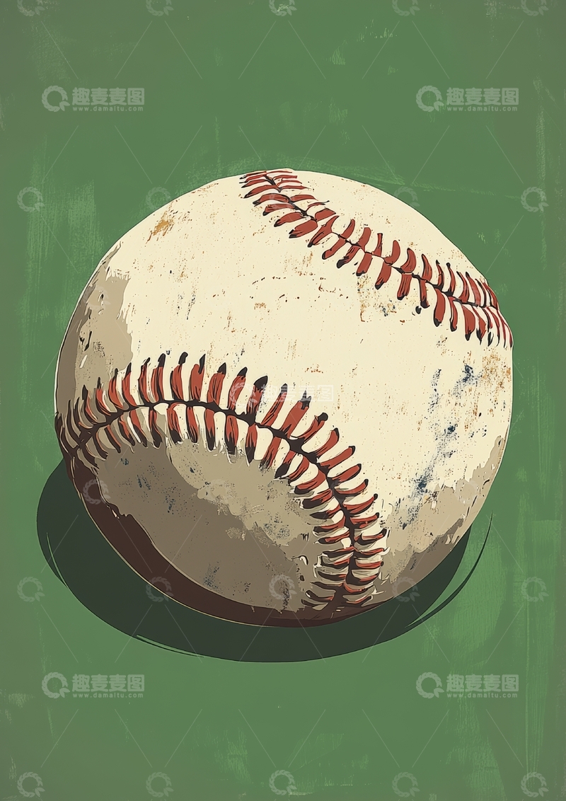 高清大图下载【趣麦麦图】复古风格的棒球插画