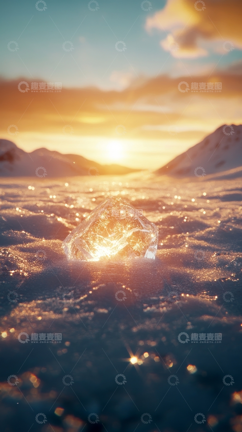 高清大图下载【趣麦麦图】夕阳下的冰晶闪耀