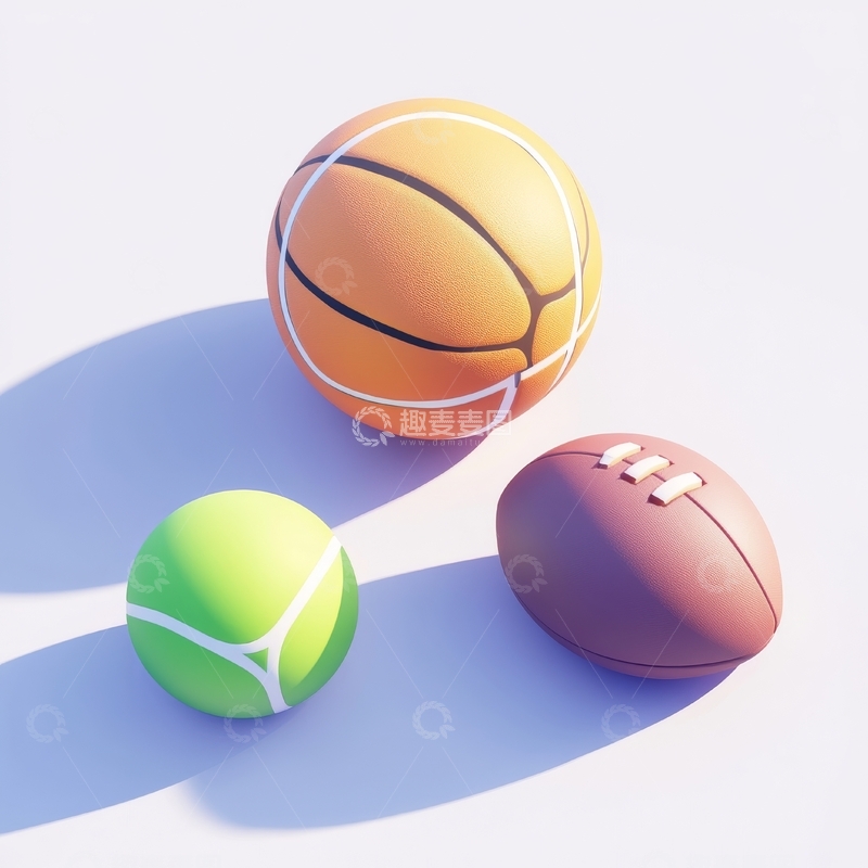 高清大图下载【趣麦麦图】三种不同类型的运动球