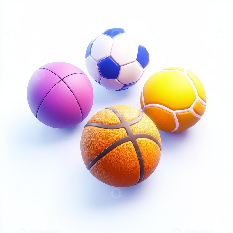 高清大图下载【趣麦麦图】四种不同类型的彩色运动球