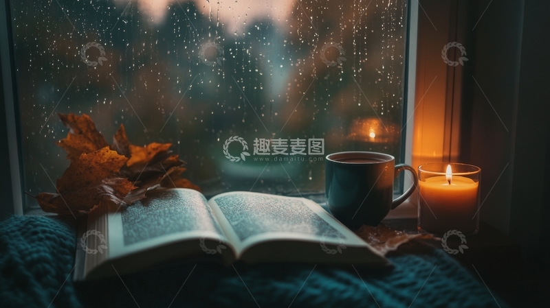 高清大图下载【趣麦麦图】雨夜窗边的阅读时光
