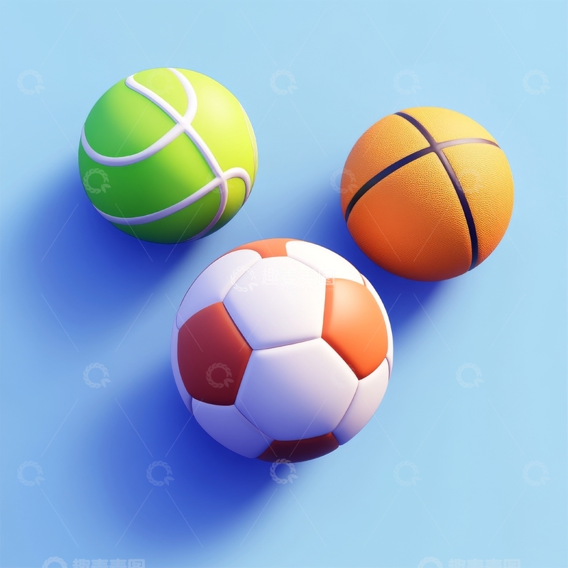 高清大图下载【趣麦麦图】三种不同类型的运动球