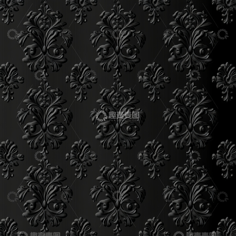 高清大图下载【趣麦麦图】黑色立体花纹背景