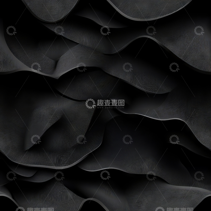 高清大图下载【趣麦麦图】黑色波浪纹理的抽象艺术