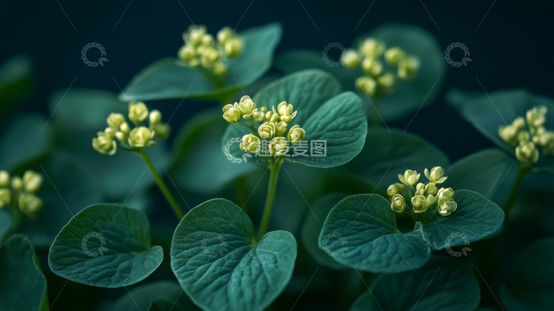 高清大图下载【趣麦麦图】绿叶上的小花簇