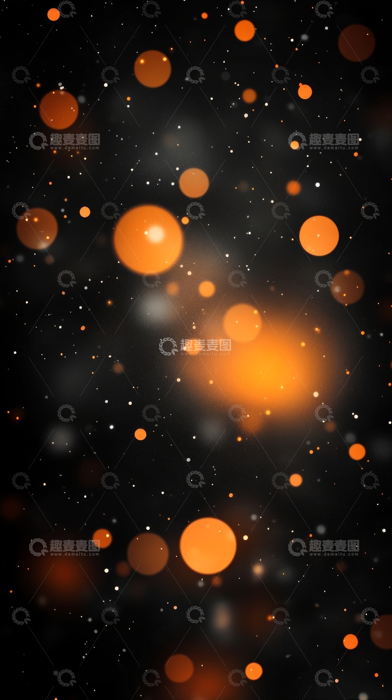 高清大图下载【趣麦麦图】橙色光斑在黑暗背景中漂浮