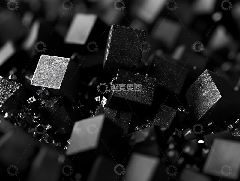高清大图下载【趣麦麦图】黑色立方体堆叠的微观视角