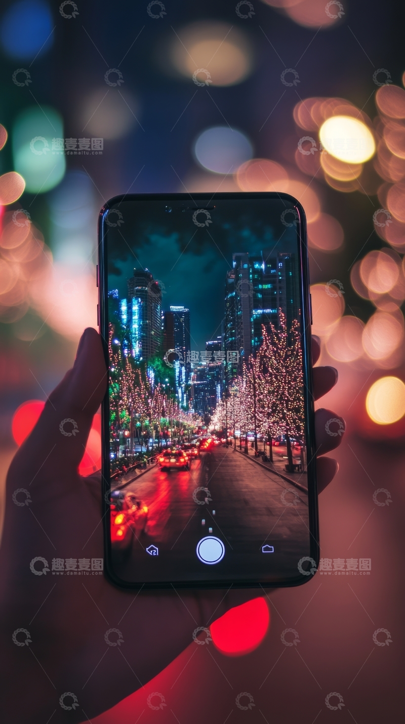 高清大图下载【趣麦麦图】手持手机拍摄城市夜景
