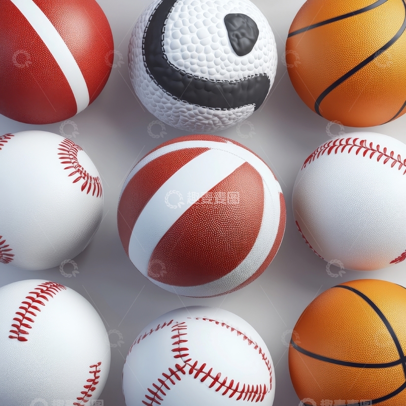 高清大图下载【趣麦麦图】多种运动球类的组合展示
