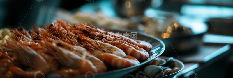 高清大图下载【趣麦麦图】新鲜虾类摆盘特写
