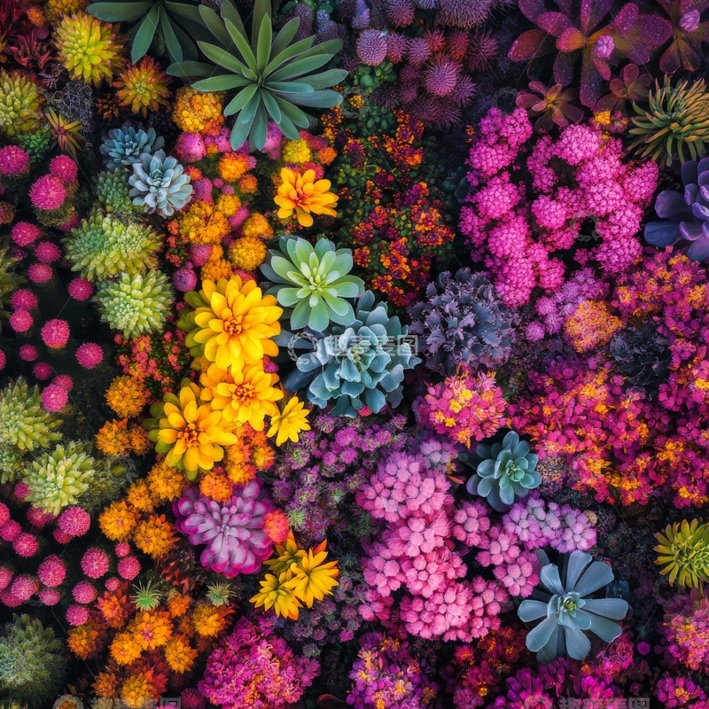 高清大图下载【趣麦麦图】多彩多肉植物拼接图