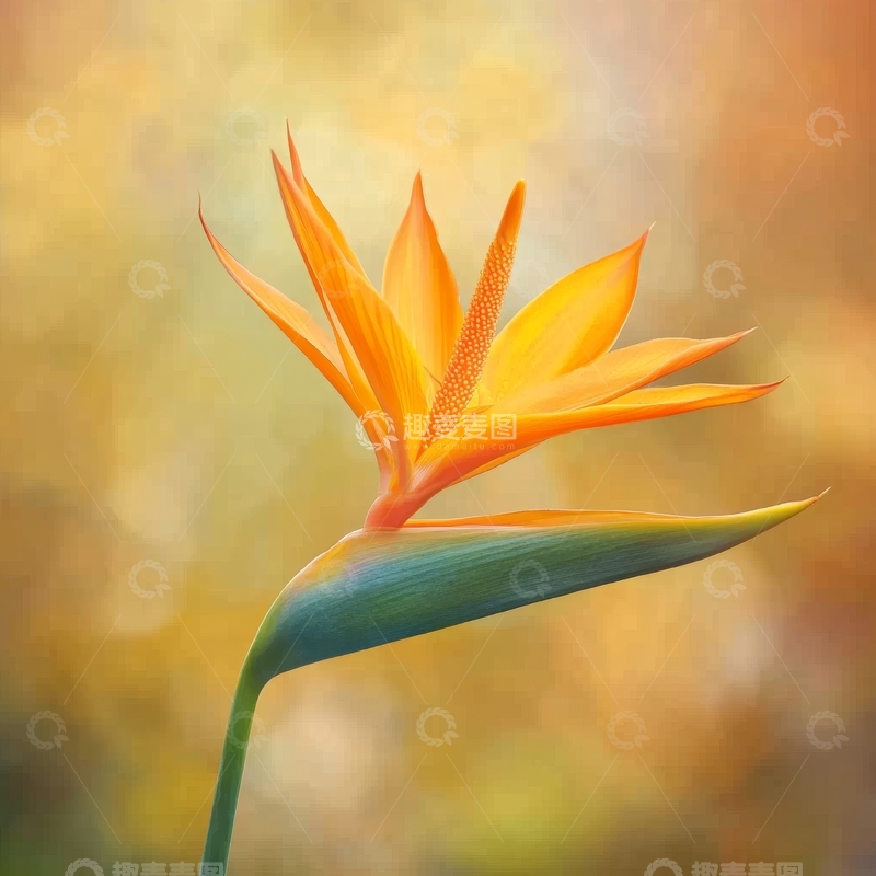 高清大图下载【趣麦麦图】橙色天堂鸟花的特写