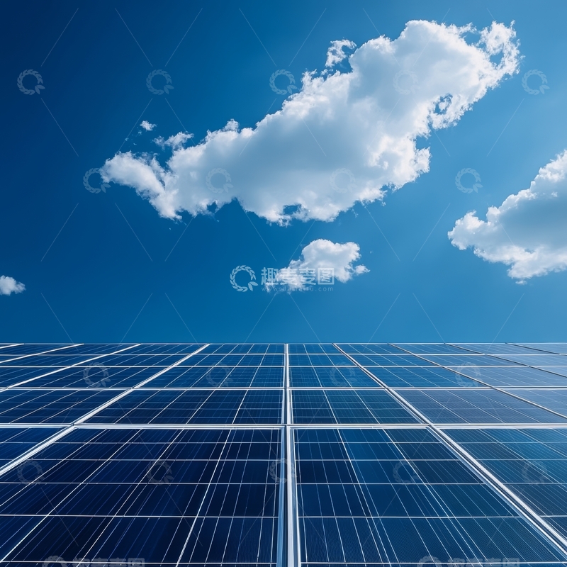 高清大图下载【趣麦麦图】太阳能板与蓝天白云