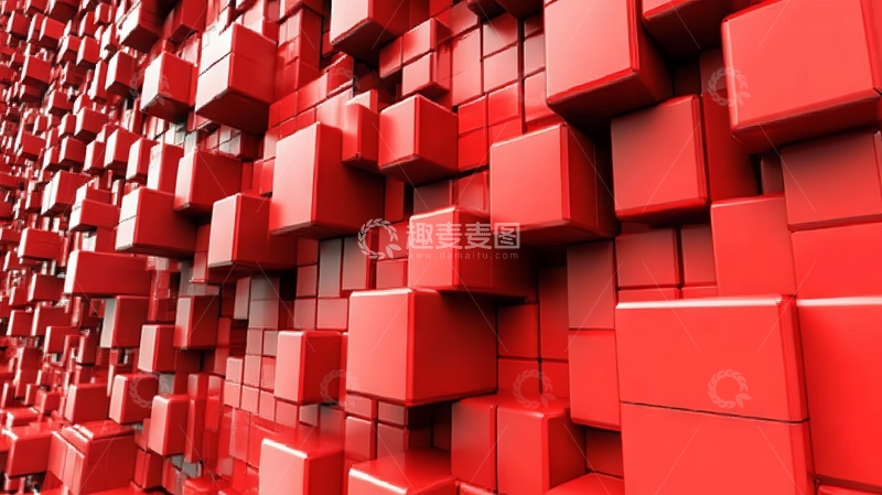 高清大图下载【趣麦麦图】红色立方体堆叠的抽象背景