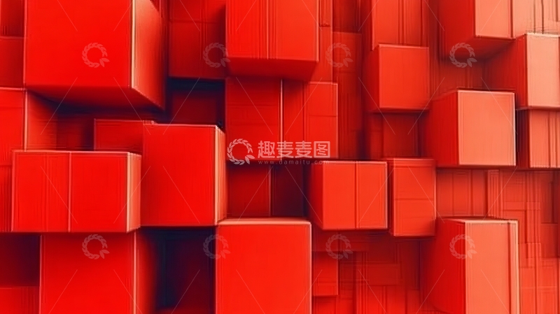 高清大图下载【趣麦麦图】红色立方体的立体排列