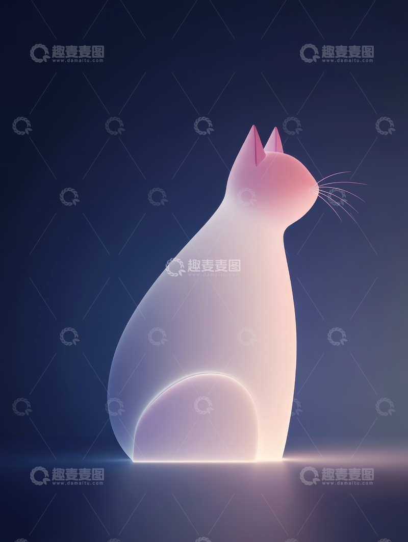 高清大图下载【趣麦麦图】发光猫雕塑的静谧剪影