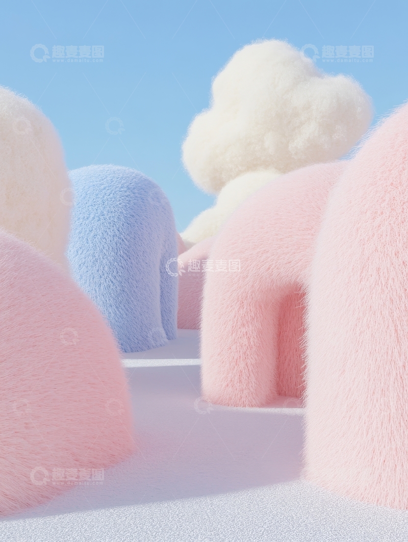 高清大图下载【趣麦麦图】柔软毛绒球体的抽象排列