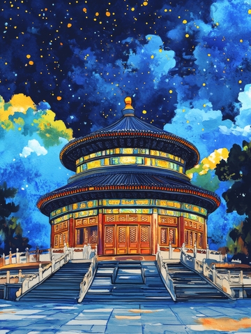 夜空下的古典建筑