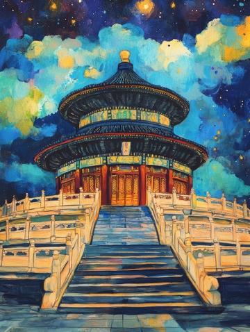 夜空下的古典建筑