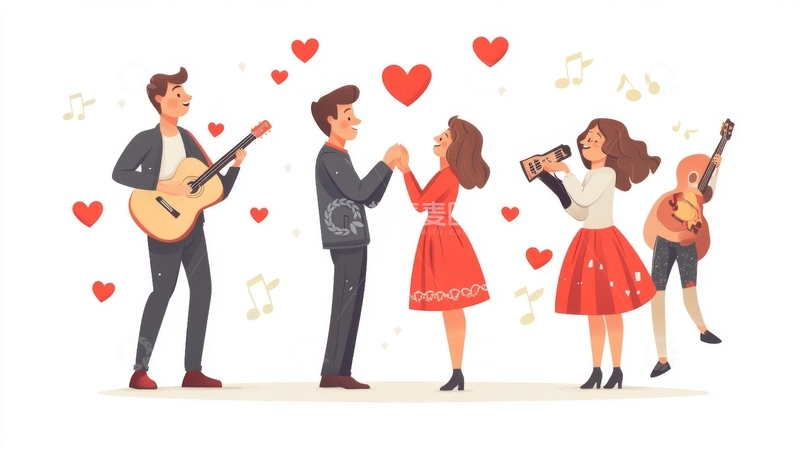 高清大图下载【趣麦麦图】音乐爱好者共同演奏与歌唱