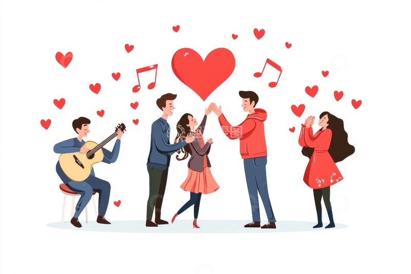 高清大图下载【趣麦麦图】音乐与爱情：欢乐的聚会时刻
