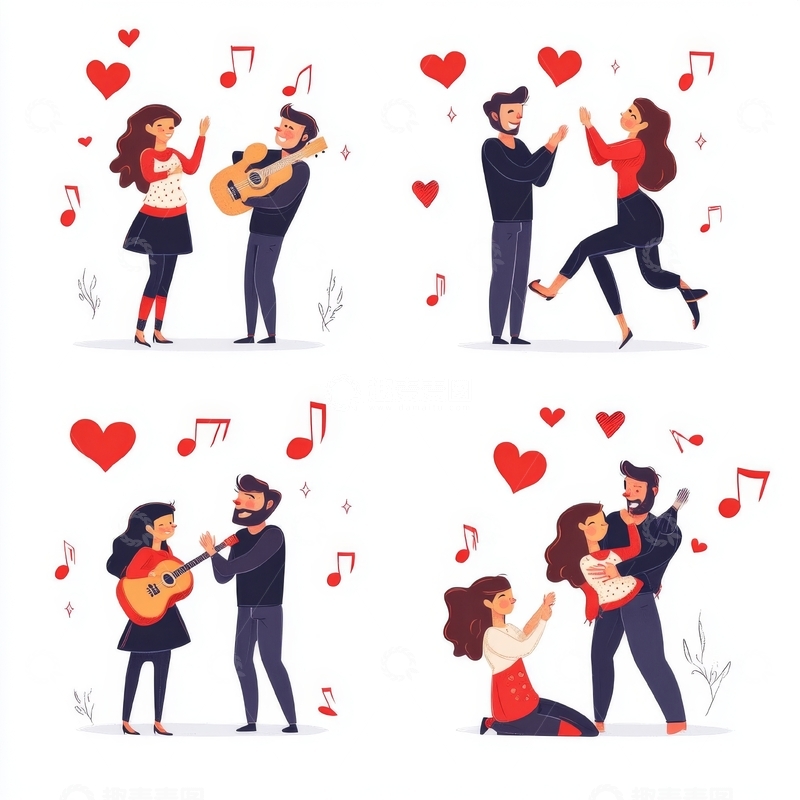 高清大图下载【趣麦麦图】情侣互动场景集：音乐与舞蹈