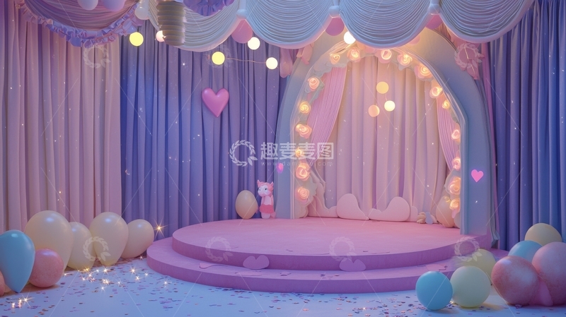 高清大图下载【趣麦麦图】梦幻粉色舞台装饰场景