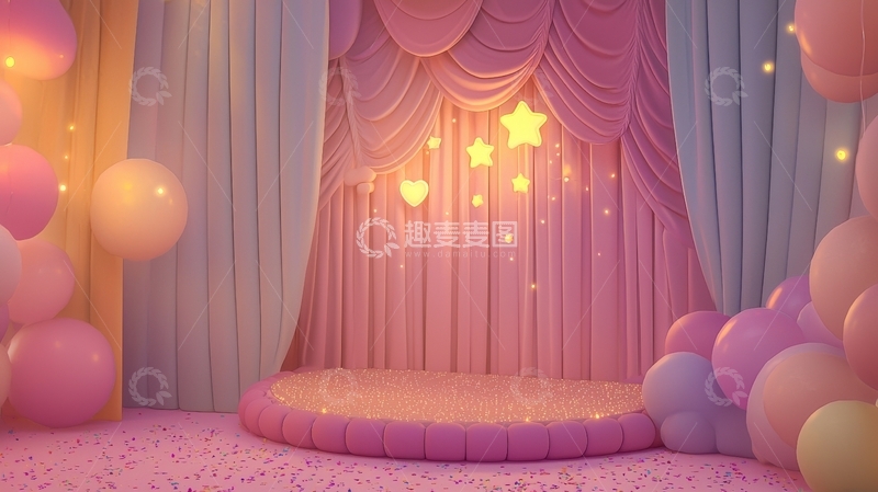 高清大图下载【趣麦麦图】粉色梦幻舞台背景