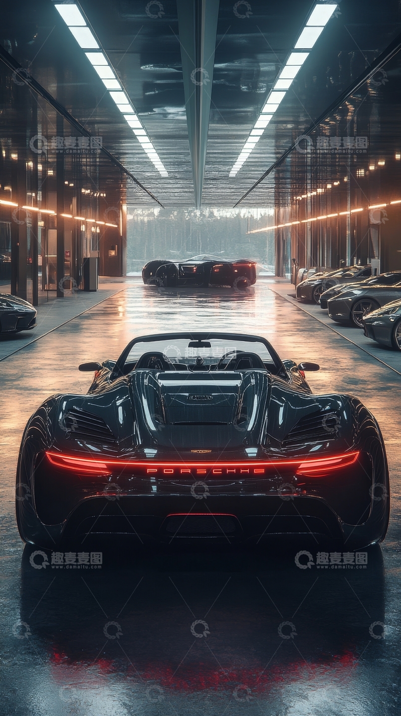 高清大图下载【趣麦麦图】豪华跑车在现代化车库中展示