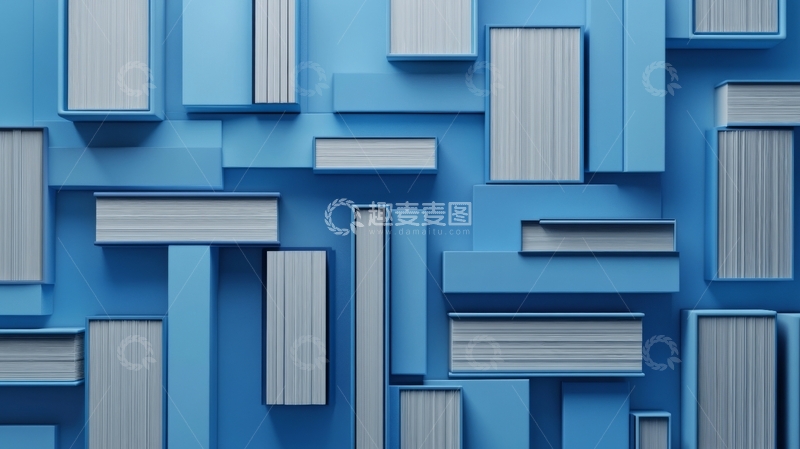 高清大图下载【趣麦麦图】蓝色立体几何图形排列