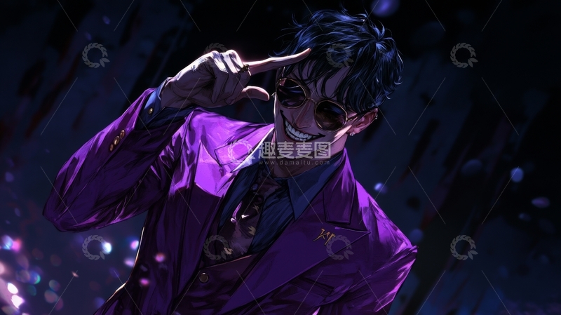 高清大图下载【趣麦麦图】紫色西装男子的微笑姿态