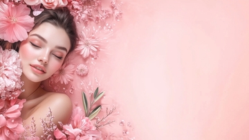 花丛中的美丽女性