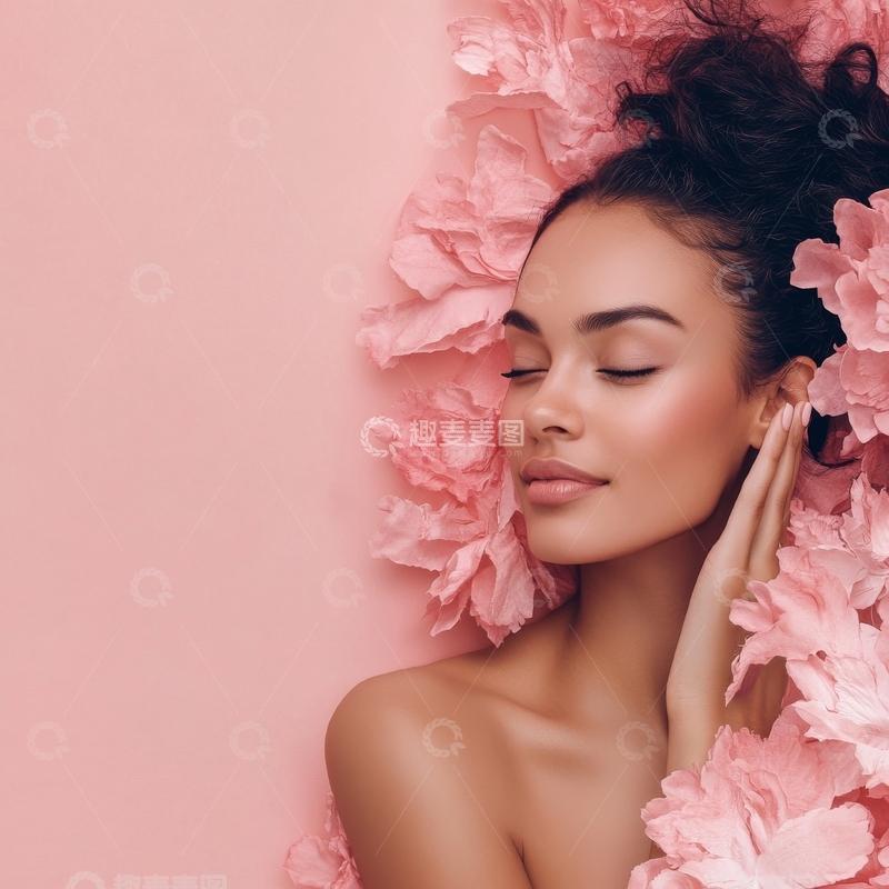 高清大图下载【趣麦麦图】花丛中的美丽女性