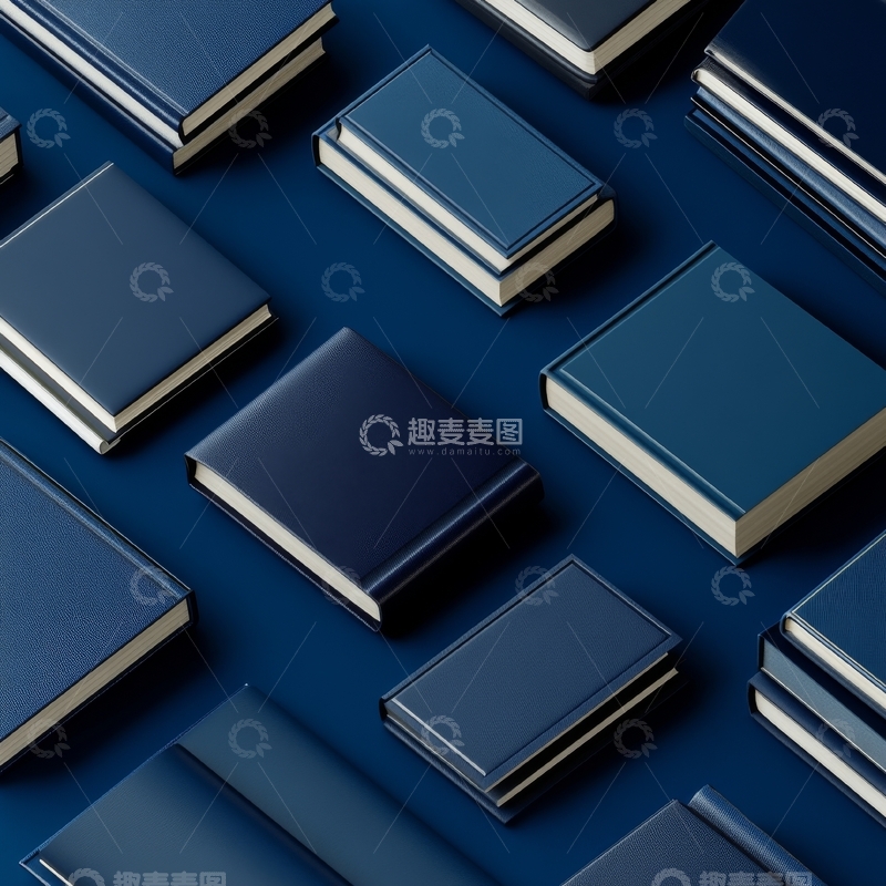 高清大图下载【趣麦麦图】深蓝色书籍的排列组合