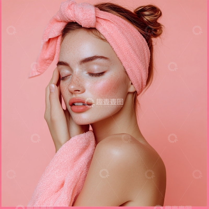 高清大图下载【趣麦麦图】粉色调中的优雅女性