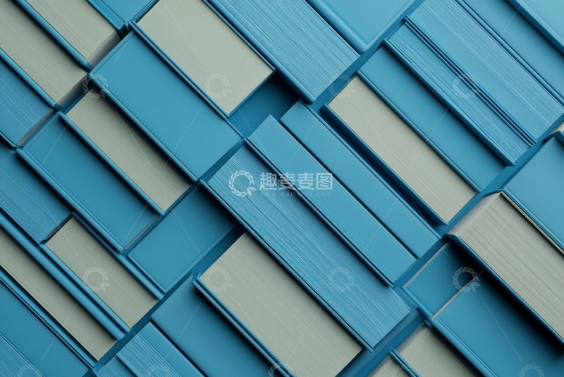 高清大图下载【趣麦麦图】蓝色书籍堆叠的抽象图案